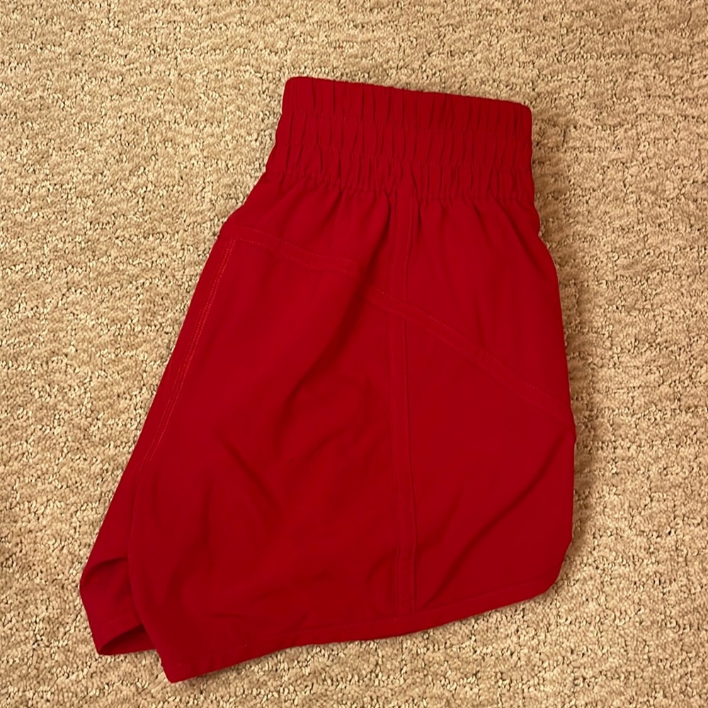 Red Lululemon shorts